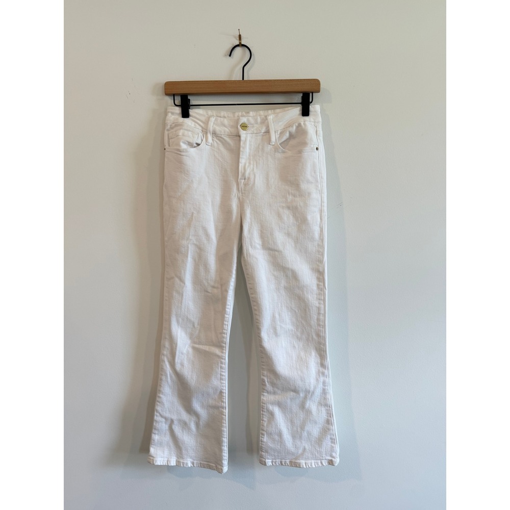 FRAME Le Crop Mini Boot White Jeans Mid Rise Bootcut Denim Size 26